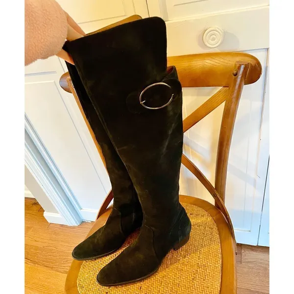 Accessoire diffusion suede point toe over knee boots size 7 Black - Image 3