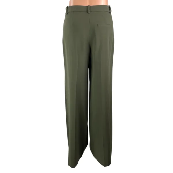 Theory Women's Olive Green High Rise Relaxed Straight Leg Trouser Dress Pants 0 - Image 3