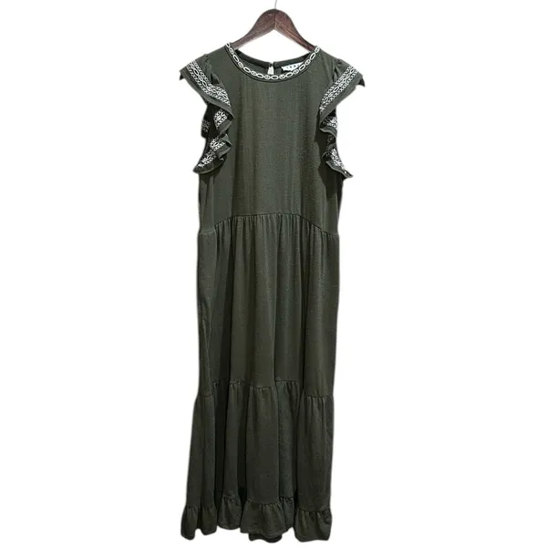 THML size small Flutter Sleeve Olive Dress - Image 5