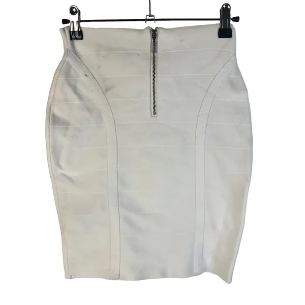 Guess White Mirage Zip Back Bandage Mini Skirt‎ S - Image 3