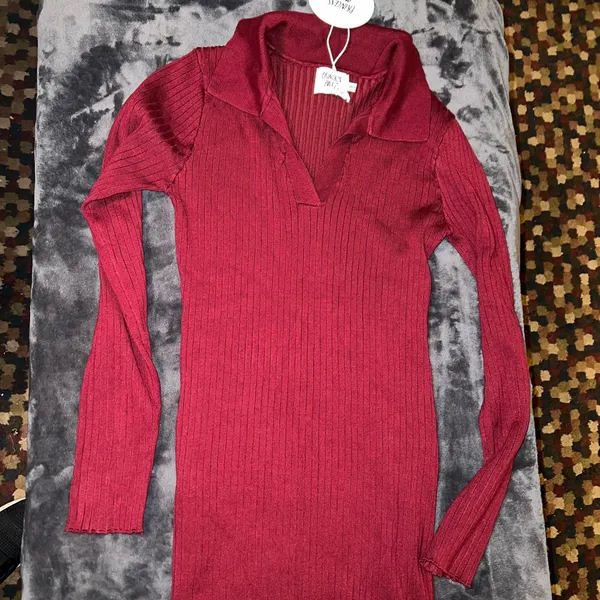 Princess Polly Penelope Long Sleeve Mini Dress in Burgundy Size M/L New with tag - Image 6