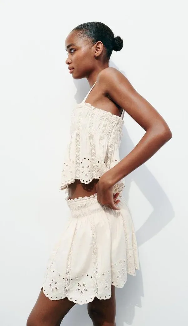 ZARA NWT Ecru EMBROIDERED STRAPPY TOP. Size XL - Image 10