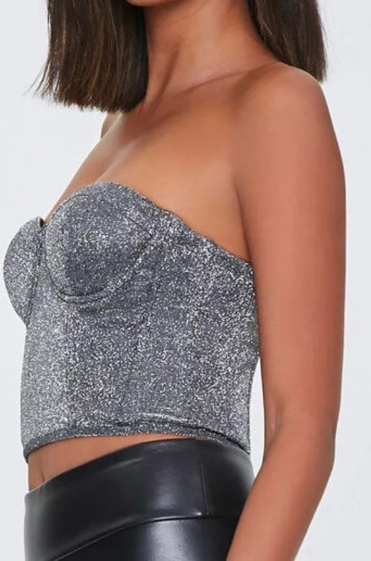 ZARA Sparkly Bandeau Crop Top - Image 3