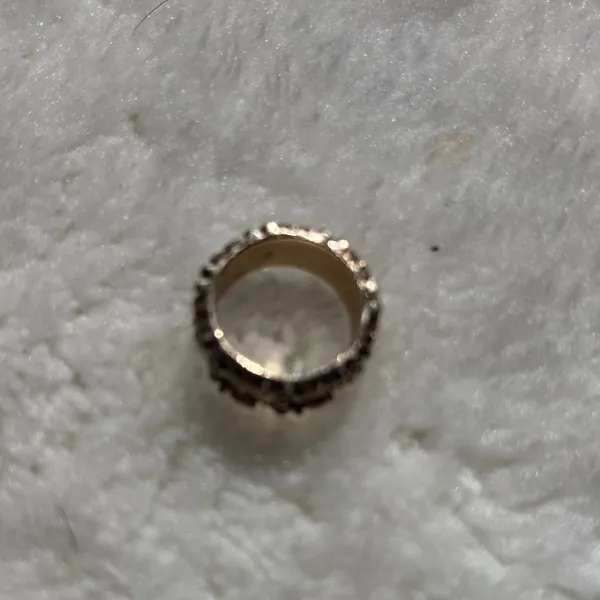 Textured Gold Tone Molten Metal Statement Band Ring Wide Organic Design - Image 4