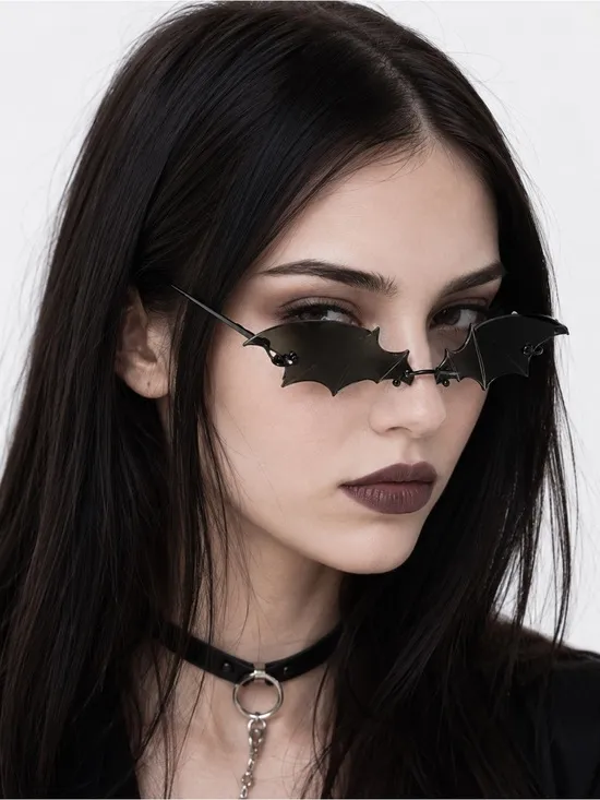 NWT Black Bat Wings Halloween Costume Gothic Party Steam Punk Shades Sunglasses - Image 3