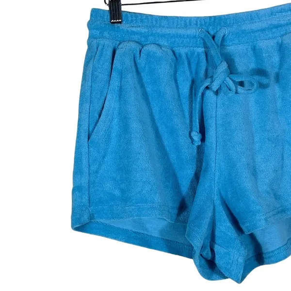 NWT Fabletics Terry Short Short Solid Blue Mushroom Patch Lounge Size S 6 - Image 4
