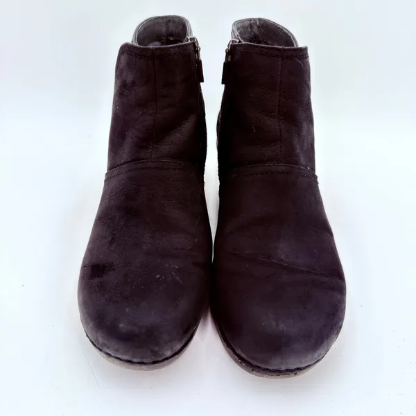 Dansko Women's Black Leather Shirley Buckle Zip Wedge Booties Boots Size 39 / 9 - Image 3