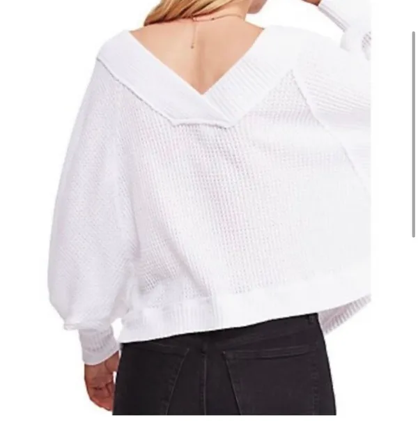 Free People Westend Thermal White Top Size Medium - Image 3