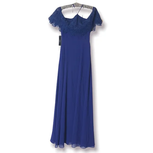 NWT Lulu’s Unmatched Beauty Navy Blue Lace Off-the-Shoulder Dress‎ sz XS - Image 6