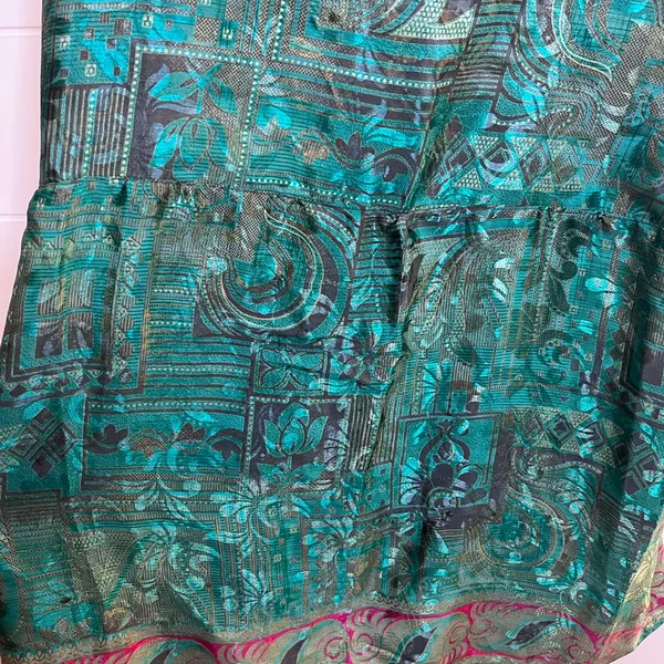 Elegant Teal and Purple Mini Dress Made In India Swami Gear Size L/XL Boho - Image 5