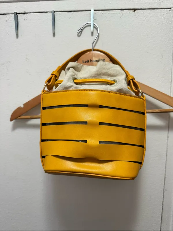 Free People Yellow Bucket Drawstring Mini Bag - Image 2