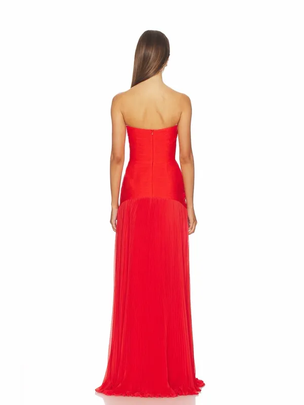 Alexis Sunniva Dress Strapless Formal Gown Pleated red sz 4 - Image 3