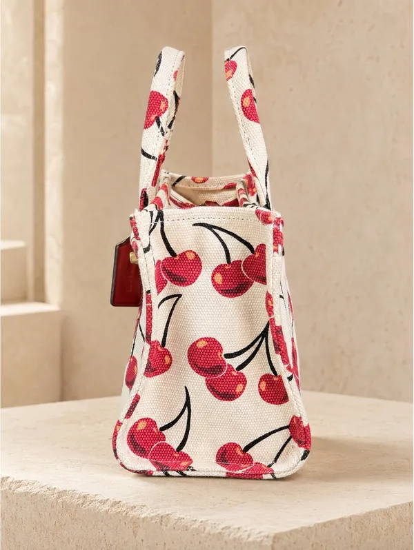 Coach Small Tote Bag Cherry Print Canvas Handbag - Image 3