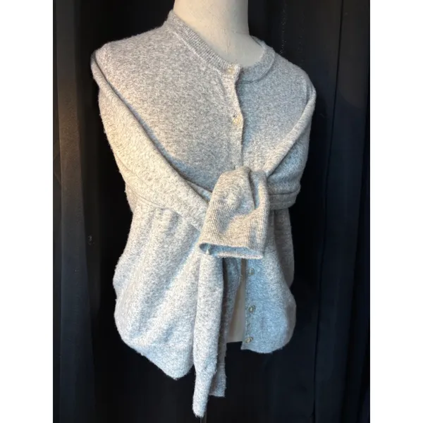 Studio B by Bobeau Gray Button Front Crew Neck Cardigan Sweater Small - Image 6