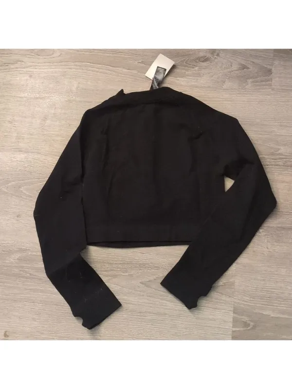 HIIT By Asos seamless rib 1/4 zip Crop top in black Size Large - Image 7