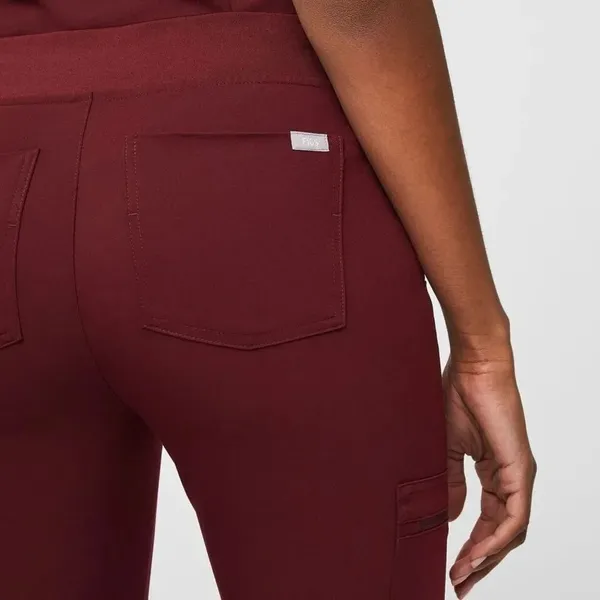 Figs Zamora Jogger Scrub Pants Burgundy Drawstring Waist Slim Fit Pant Small - Image 5