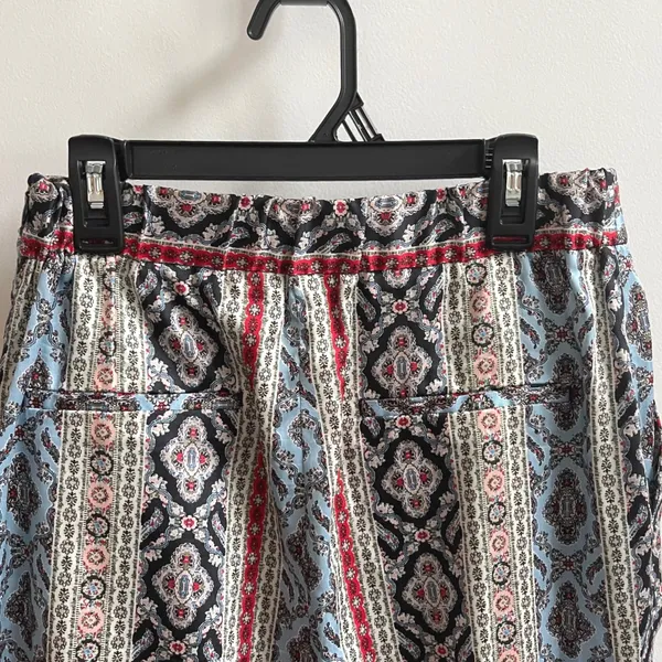 Zara Tapered Pants Womens XS Blue Red Boho Paisley Geometric High Rise Trousers - Image 5