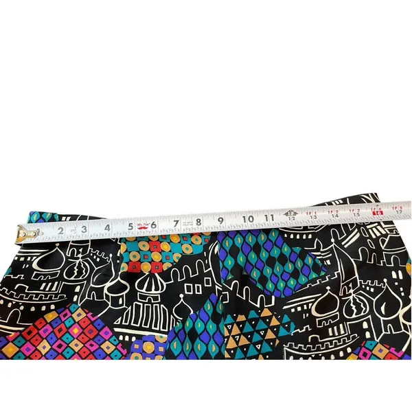 Laura Tanzer 100% Silk Bold Abstract European Cityscape Wide Leg Palazzo Pants L - Image 12