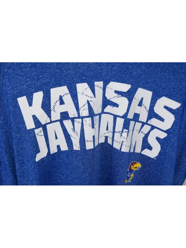 Adidas Kansas Jayhawks Blue Heather Climalite T-Shirt Size Medium Short Sleeve - Image 4