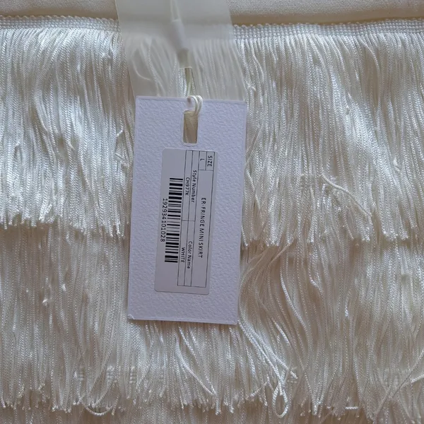 Endless Rose White Tiered Fringe Mini Skirt Large L NWT - Image 4