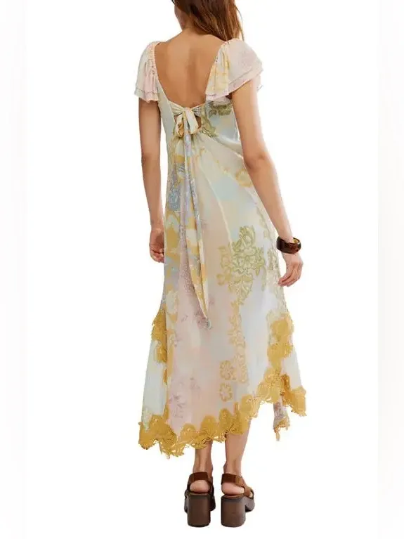 FREE PEOPLE Bali Aurora Flutter Sleeve Midi Dress, Size X-Small, $298 - Image 7