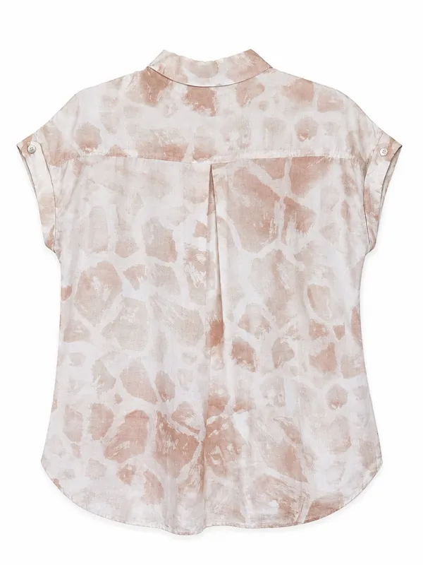 Cloth & Stone Anthropologie Blush Abstract Tencel Button Front Shirt Size S - Image 3