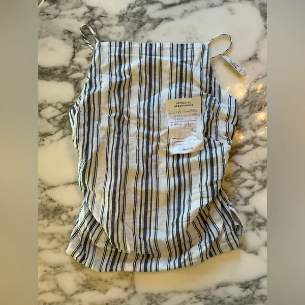 NWT Madewell Ruched Squareneck Tank in Linen-Cotton BROKEN ZIPPER - Image 5