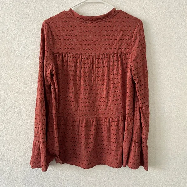 Pleione Terracotta Peplum Blouse Peasant medium‎ Anthropologie - Image 5