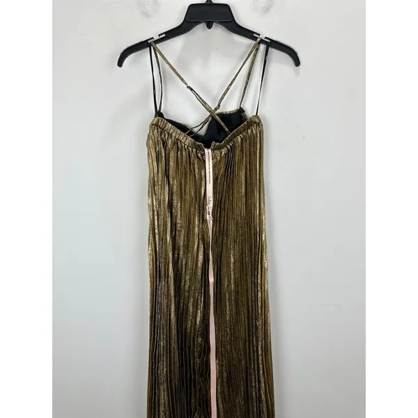 Lulus Brilliant Allure Gold Metallic Lurex Pleated Maxi Dress Formal Glam XS NWT - Image 8