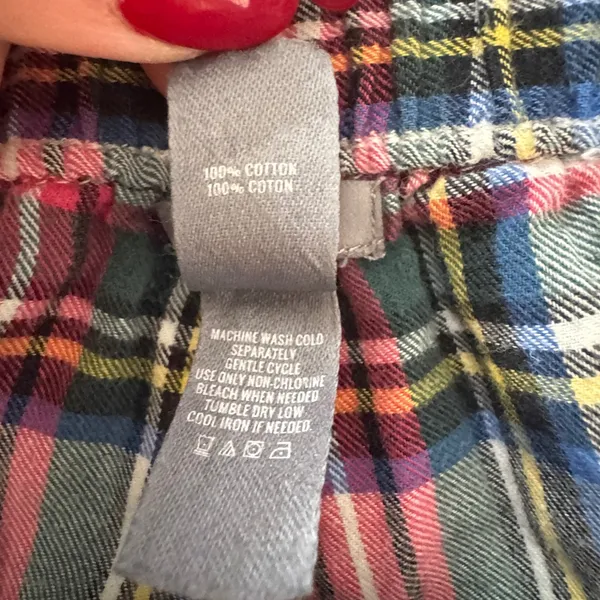 Aerie Women Medium Plaid Flannel Pajama Pants Rhinestone Accent Navy‎ Drawstring - Image 4