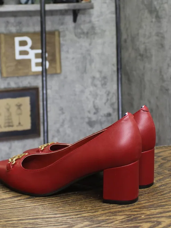 Tommy Hilfiger Nanya Block Heel Pumps TWNANYA Red 8.5M - Image 2