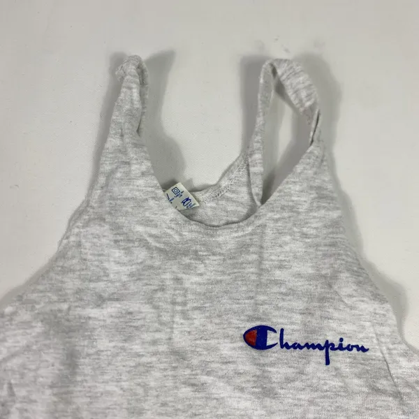 Vintage Champion Shirt Youth XL Heather Gray Tank Top Athletic Made USA Logo 70s - Image 2