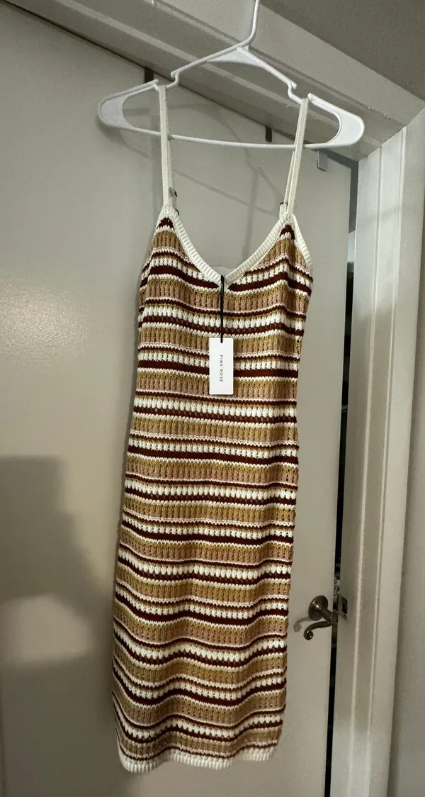 Pink Rose Striped Dress - Image 2