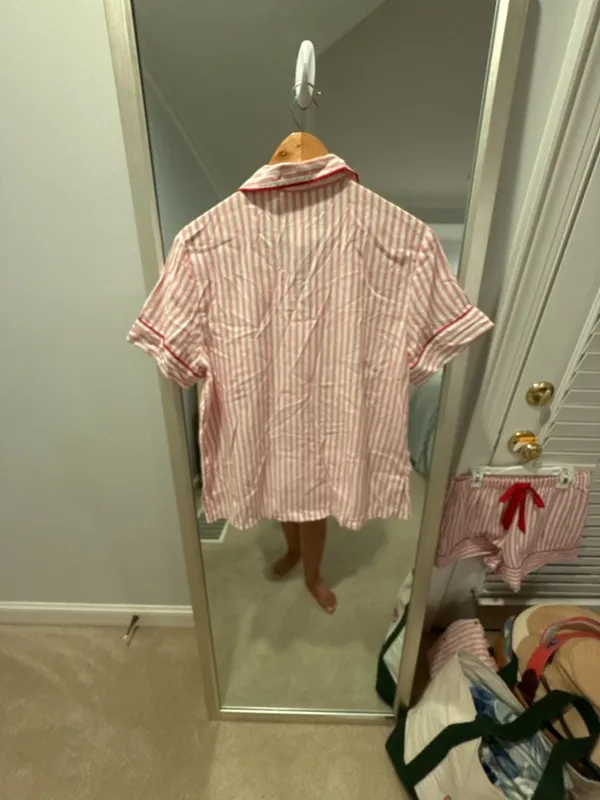 Victoria's Secret Pink White Stripe Short Pajama Set Size S - Image 5