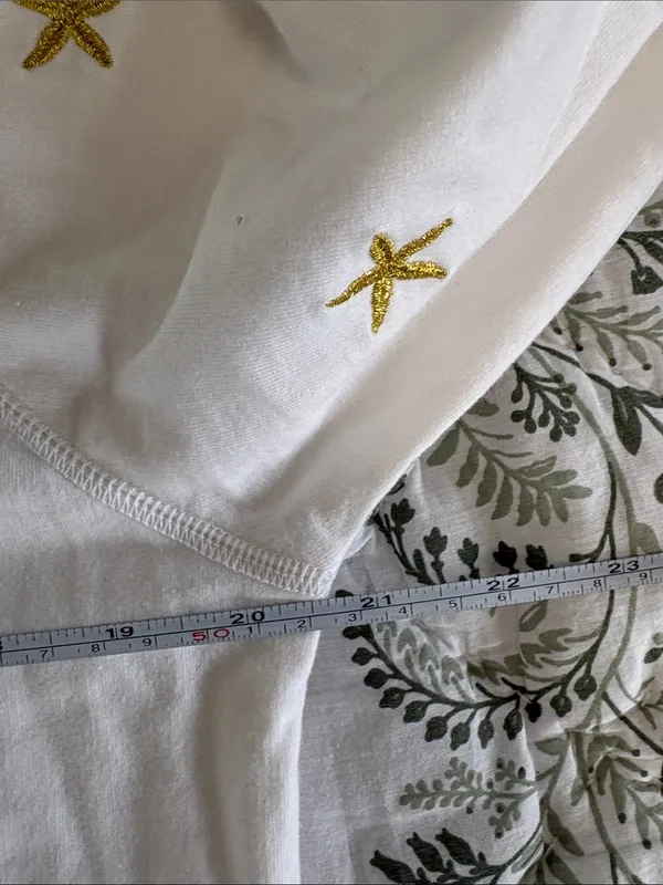 Caribbean Joe Cream Long‎ Sleeve Sweatshirt with Gold Sea Star Embroidery Large - Image 5