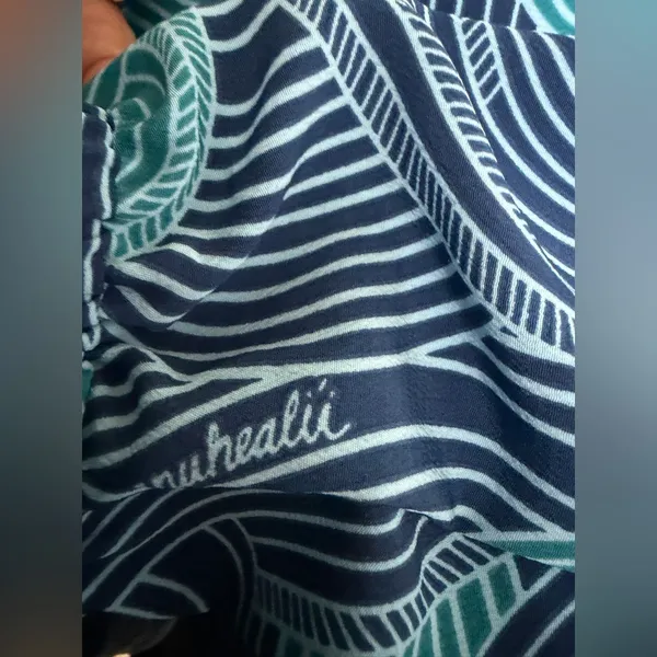 Manuhealii Manuheali’i Teal Blue Swirly‎ Hawaiian Romper Luau Graduation Retro - Image 4