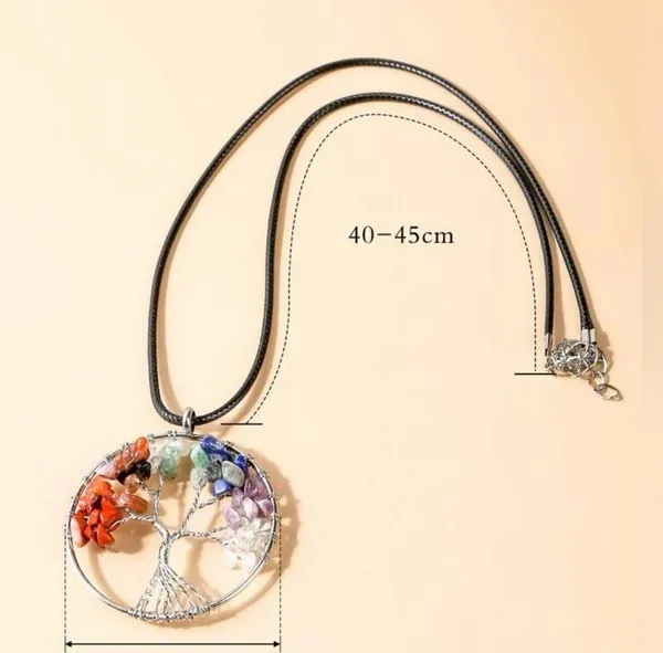 ⚠️ Clearance Tree of life healing pendant necklace 7 chakra natural stones - Image 3