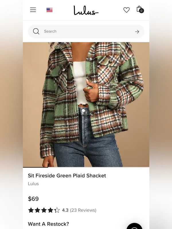 Lulus Women’s Sit Fireside Green Plaid Shacket Size XS - Image 3