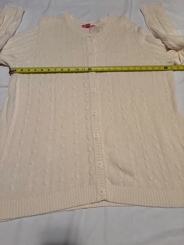 Woman Within GrandmacoreCream Cable Knit Button-Front Cardigan Size 1X NWOT - Image 7