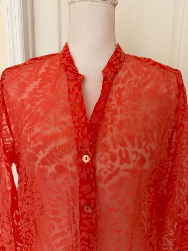 Choices Vtg Women's Floral Red Blouse, Sz L - Image 2