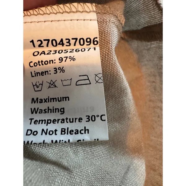 Commense Khaki Tan Cotton Linen Ruffle Waist Tie Strap Midi Dress Large NEW - Image 4