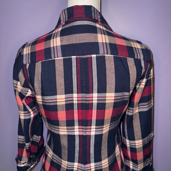 NEW Lucky Brand Navy Blue Plaid Button Up Shirt - Image 14