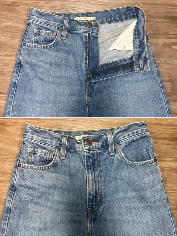 Levi’s High Waisted Straight Jeans 25 Fits 26x29 Distressed Blue $104 - Image 3