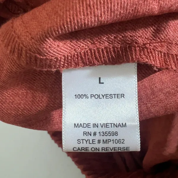 3rd + Malt Ruched Tie Hem Textured Cropped Jogger Pants Rust Red Size L - Image 6