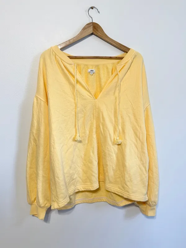 Aerie Yellow Notes Easy Street Sweatshirt Size Medium NWOT Oversized - Image 2