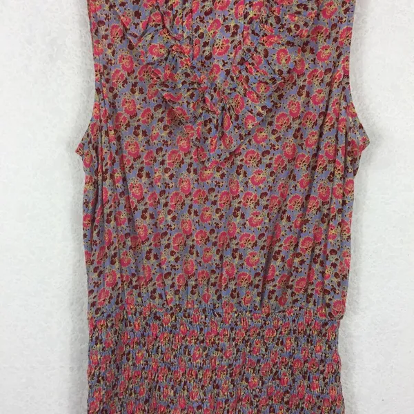 Free People Mini Dress Medium I'm Your Favorite Pink Floral Smocked Stretch - Image 10