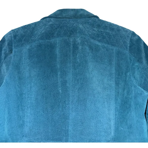 AMI Leather Jacket Women's Medium Teal Country Western‎ Suede Quilted Equestrian - Image 12