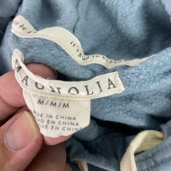 Magnolia Hoodie Womens Medium Blue Pullover Fleece Hooded Relaxed‎ Embroidered - Image 3