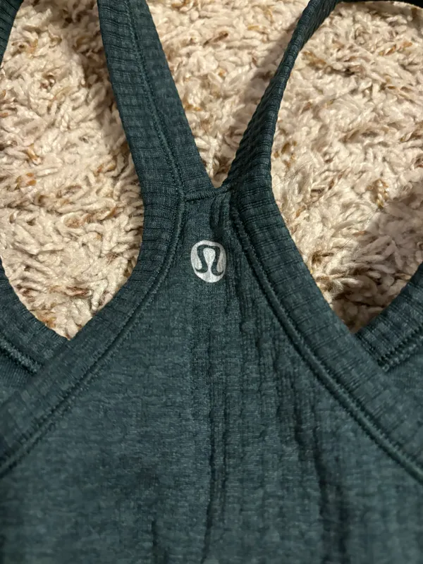 Lululemon dark green razor back ribbed tank with built in sports bra - Image 4