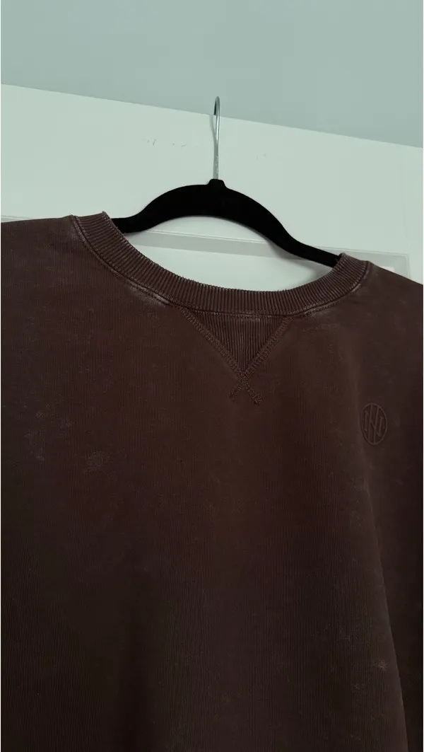 Washed Brown Relaxed Boxy Crewneck - Image 5